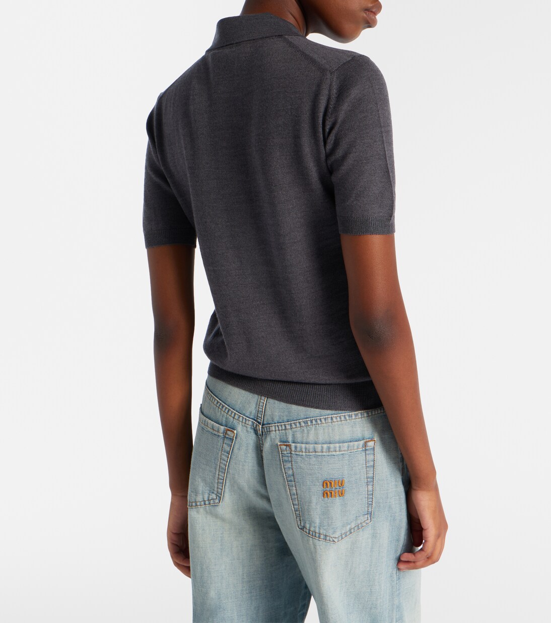 Logo wool polo sweater | Miu Miu