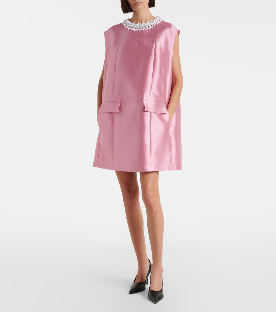 Verziertes Minikleid aus Wolle und Seide | Prada