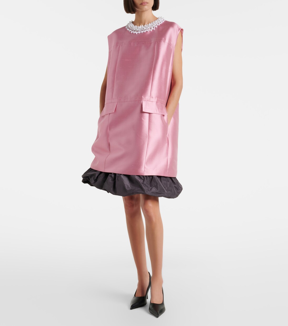 Verziertes Minikleid aus Wolle und Seide | Prada