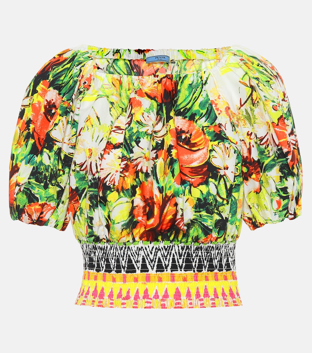 Top de popelín de algodón floral | Prada