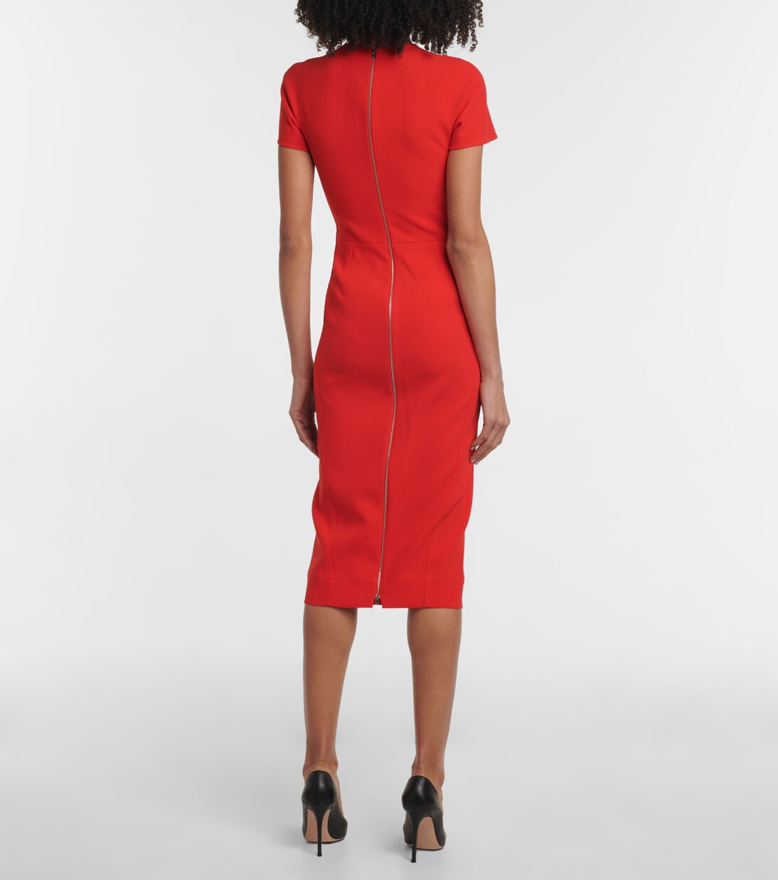 Peekaboo crêpe midi dress | Victoria Beckham