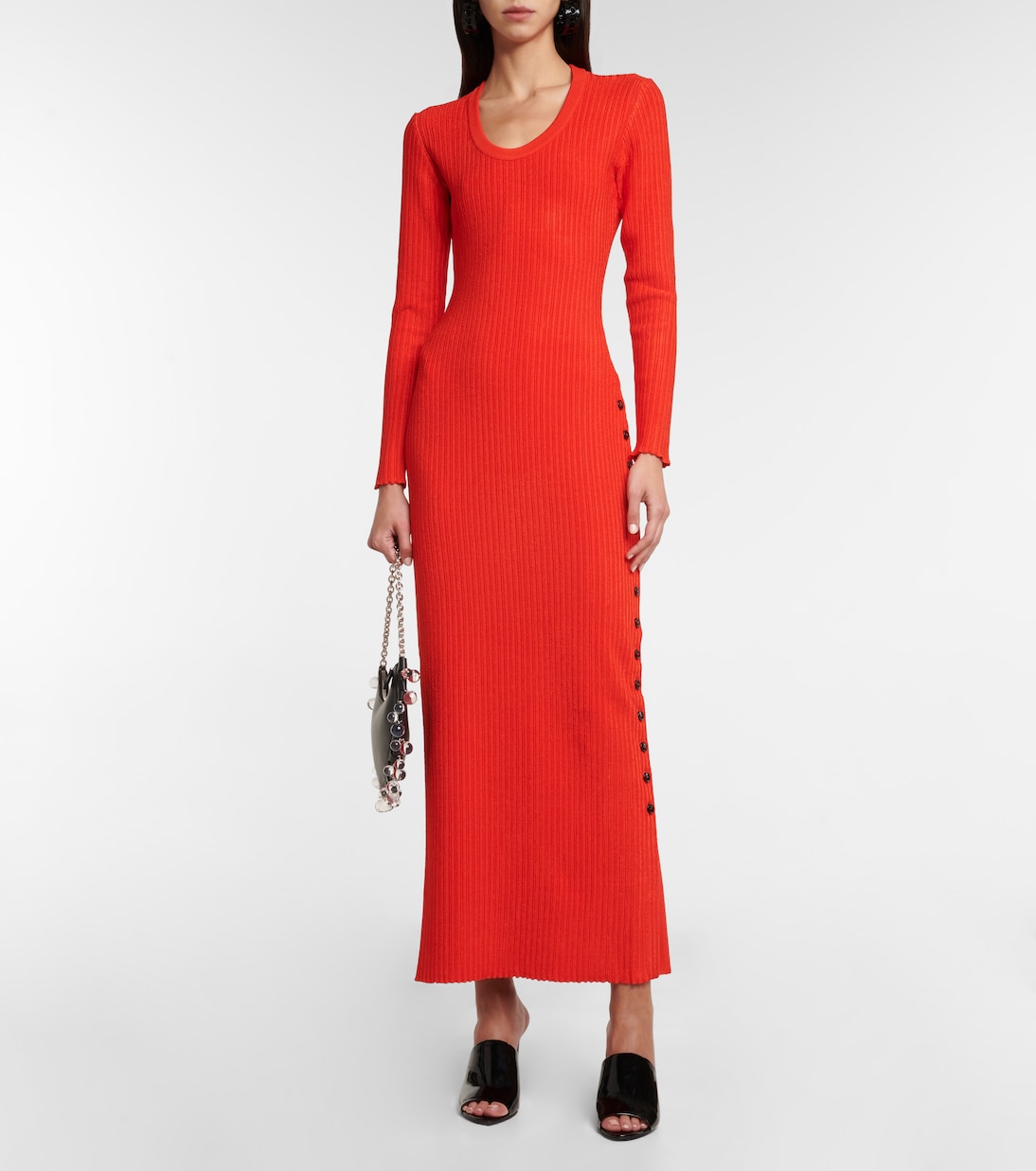 Abito lungo in maglia a coste | Alaïa