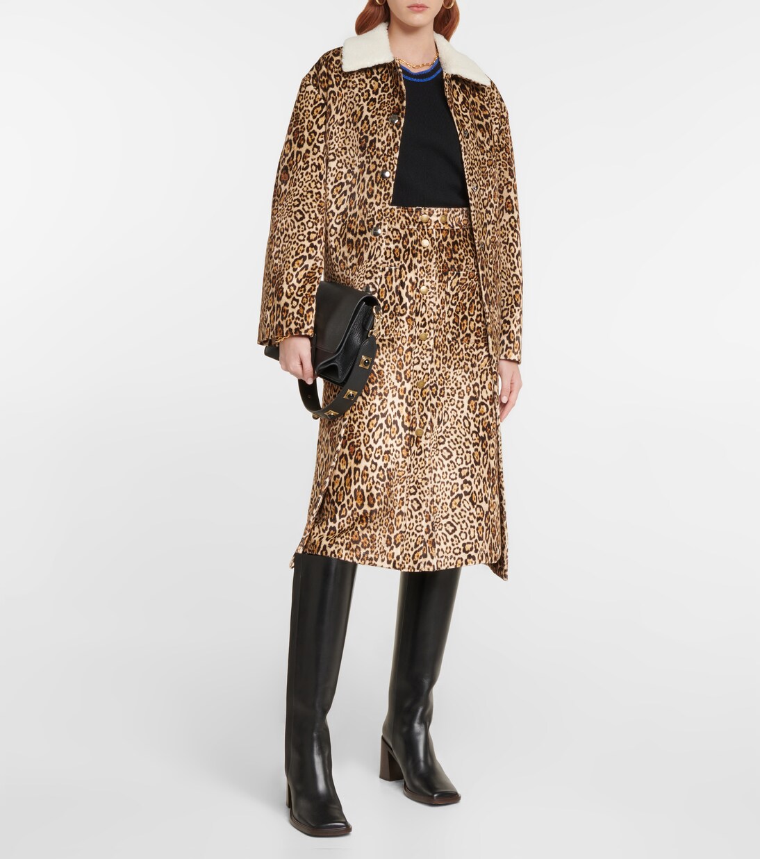 Jupe midi en velours à motif léopard | Etro