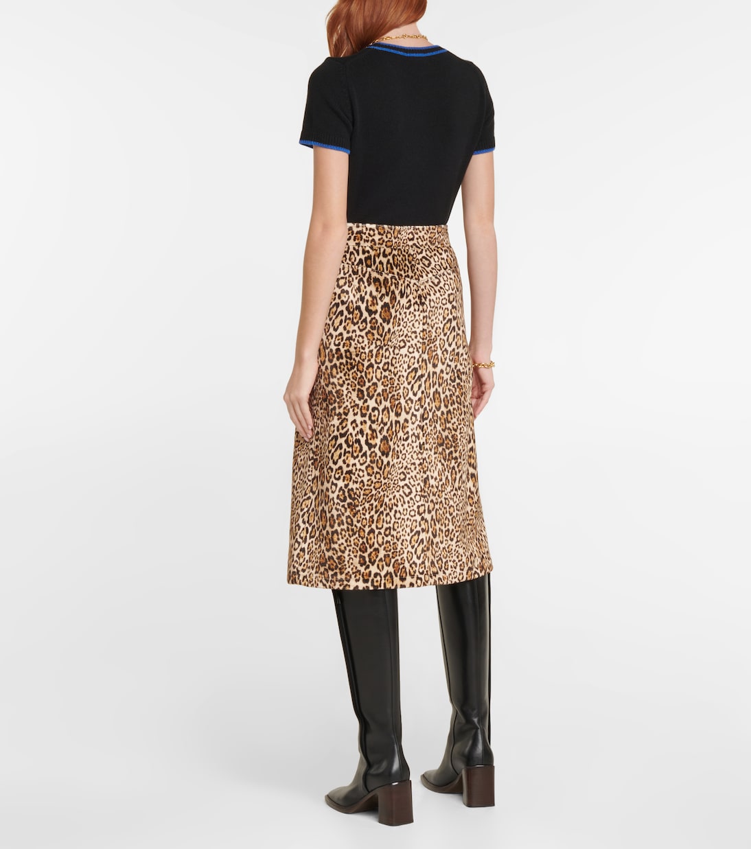 Jupe midi en velours à motif léopard | Etro