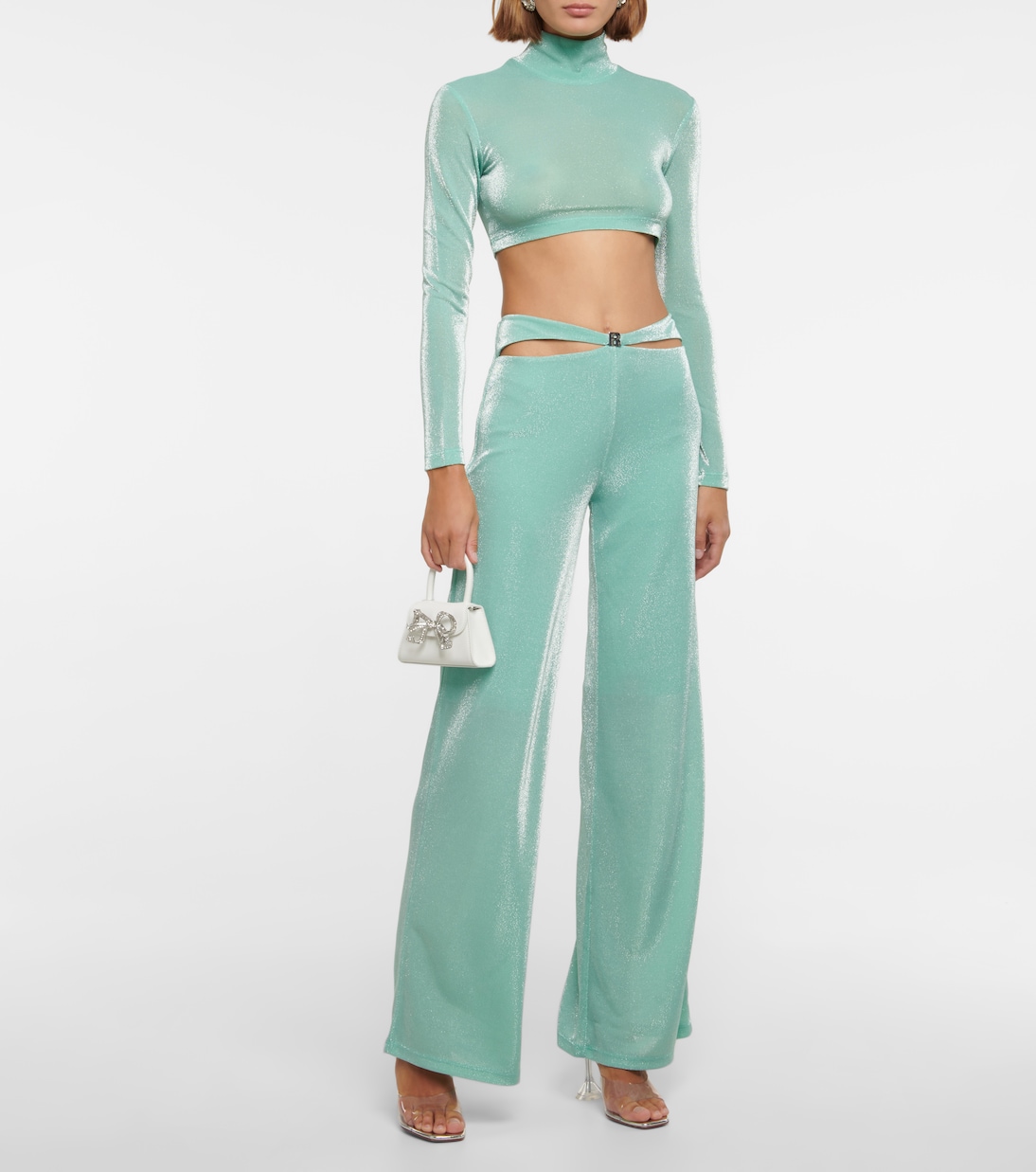 Metallic turtleneck crop top | Rotate