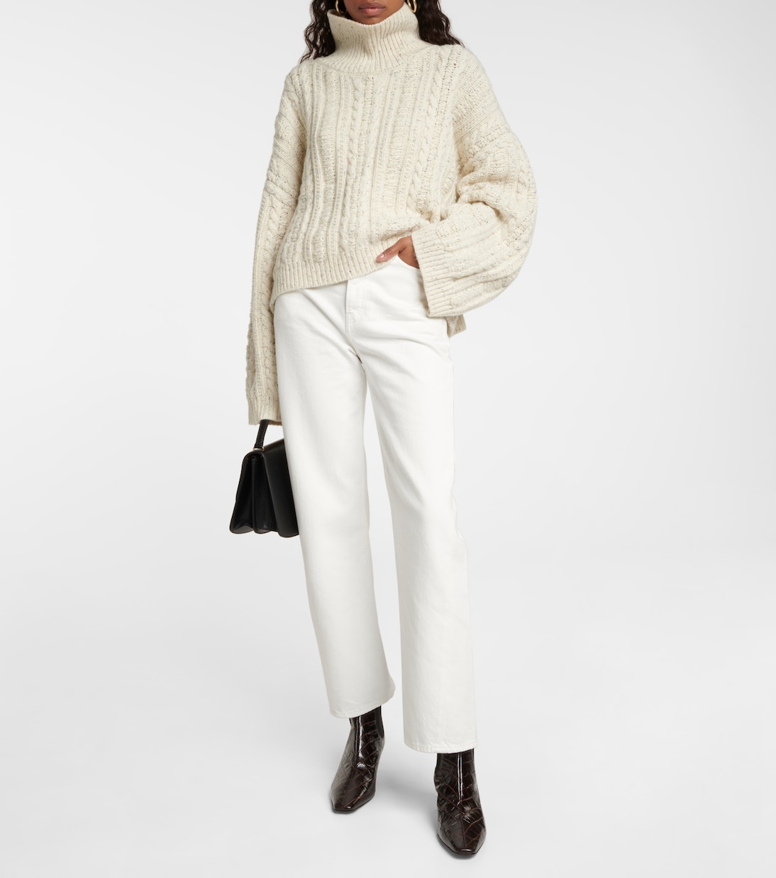 Croc-effect leather ankle boots | Toteme