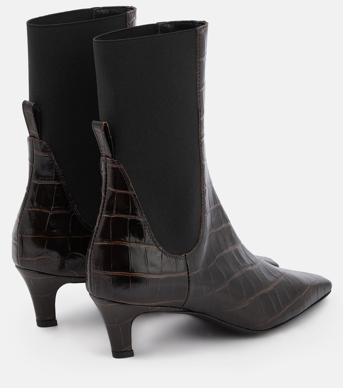 Croc-effect leather ankle boots | Toteme