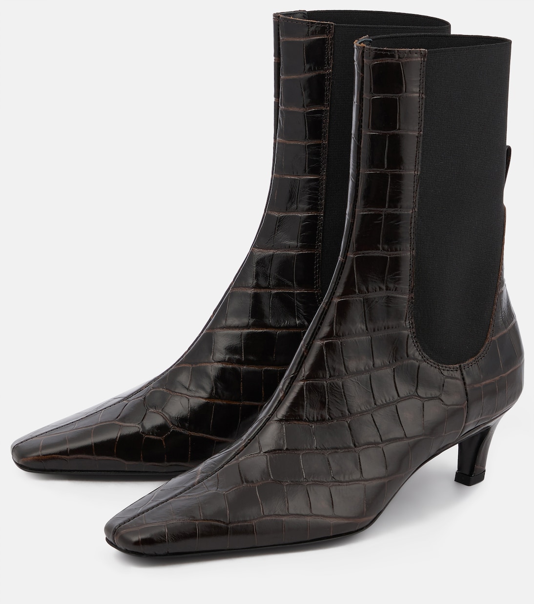 Croc-effect leather ankle boots | Toteme