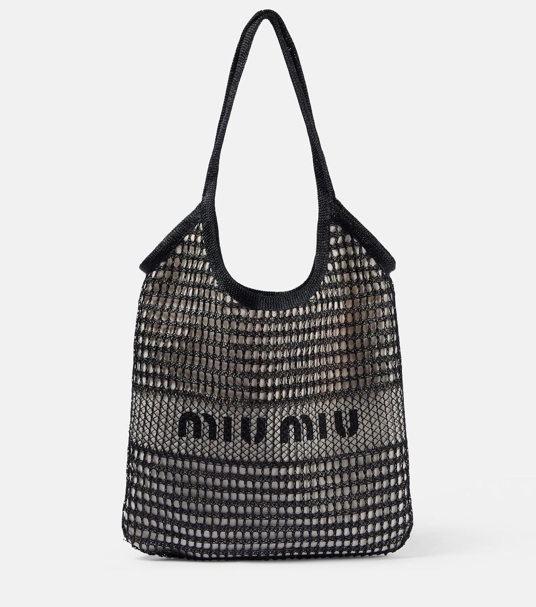 Tote aus Häkelstrick mit Leder | Miu Miu