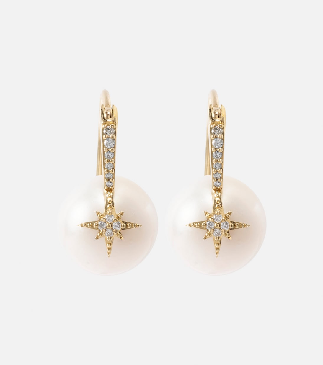 Pendientes Starburst de oro de 14 ct con diamantes y perlas | Sydney Evan