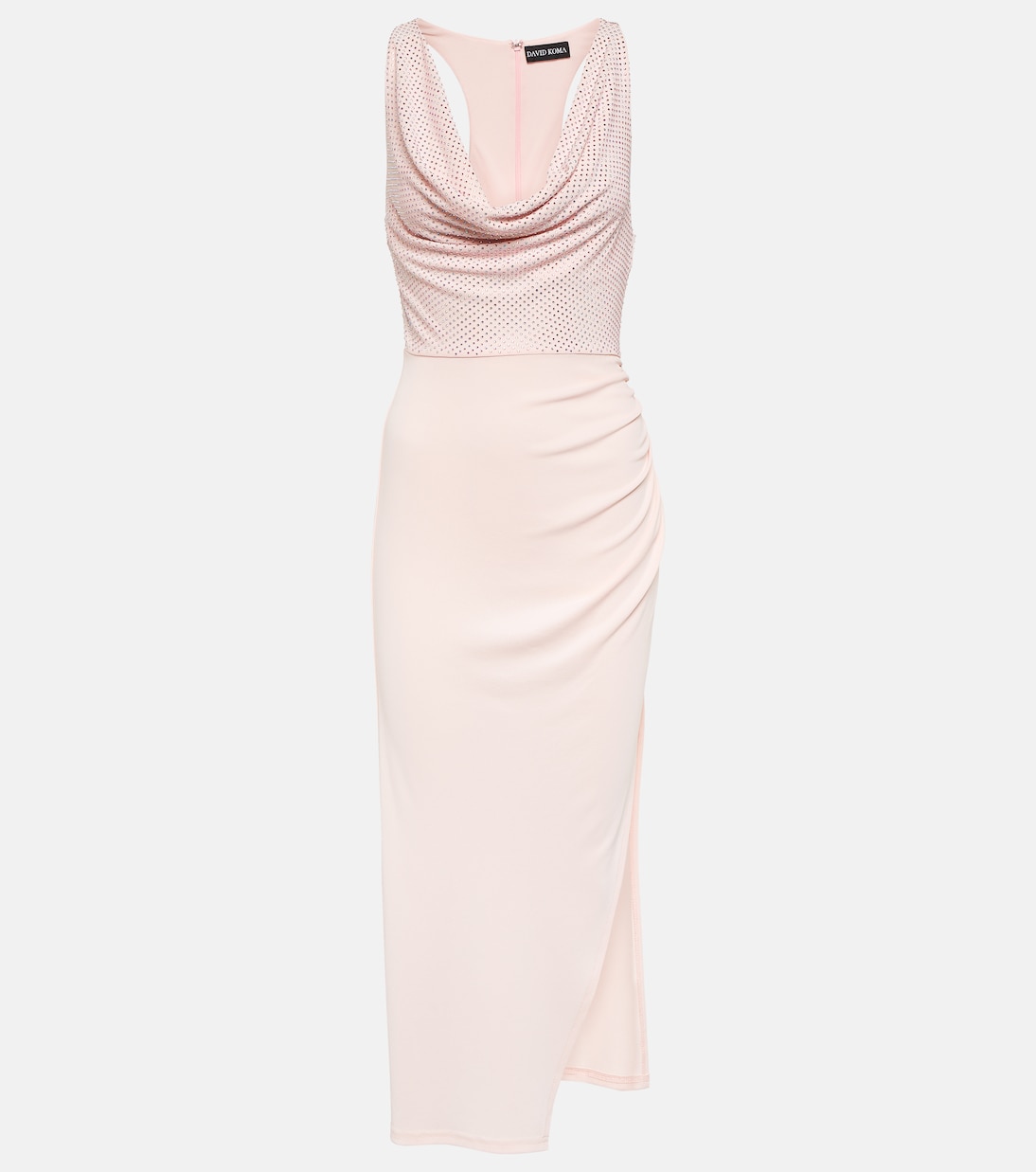 Vestido midi con cuello alto y cristales | David Koma