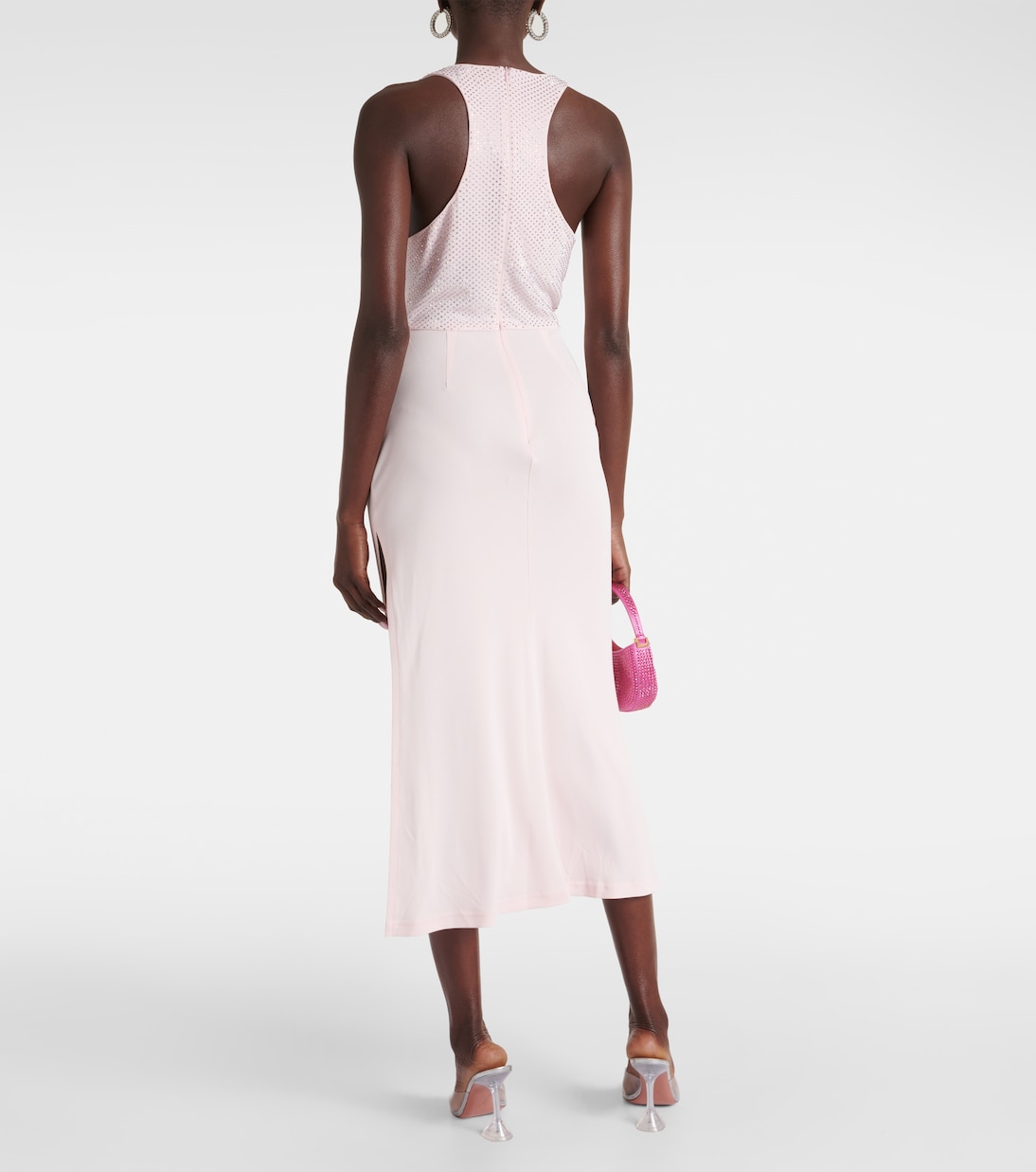 Vestido midi con cuello alto y cristales | David Koma