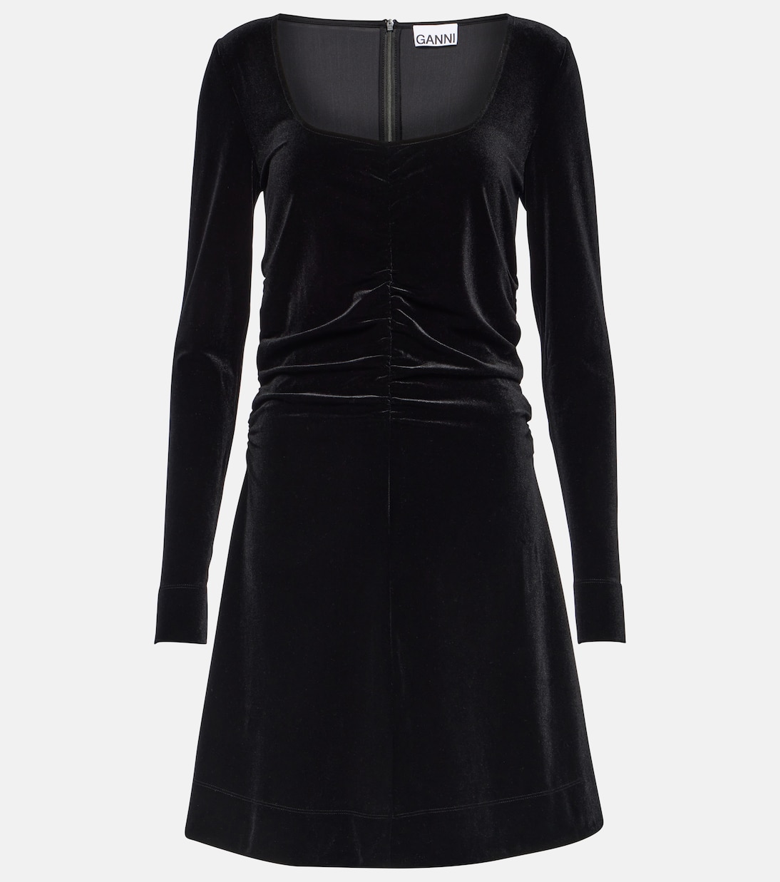 Ruched velvet minidress | Ganni
