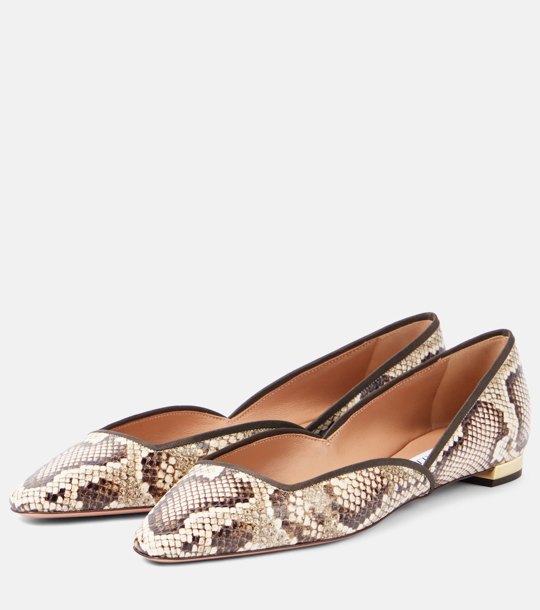 Maya Flay snake-effect leather ballet flats | Aquazzura