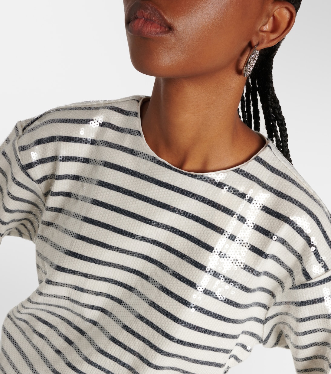 Top rayé en coton à sequins | Frame
