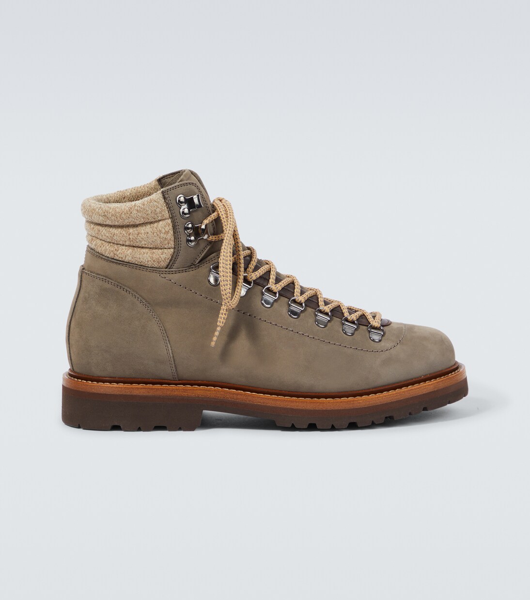 Leather lace up boots in green Brunello Cucinelli Mytheresa