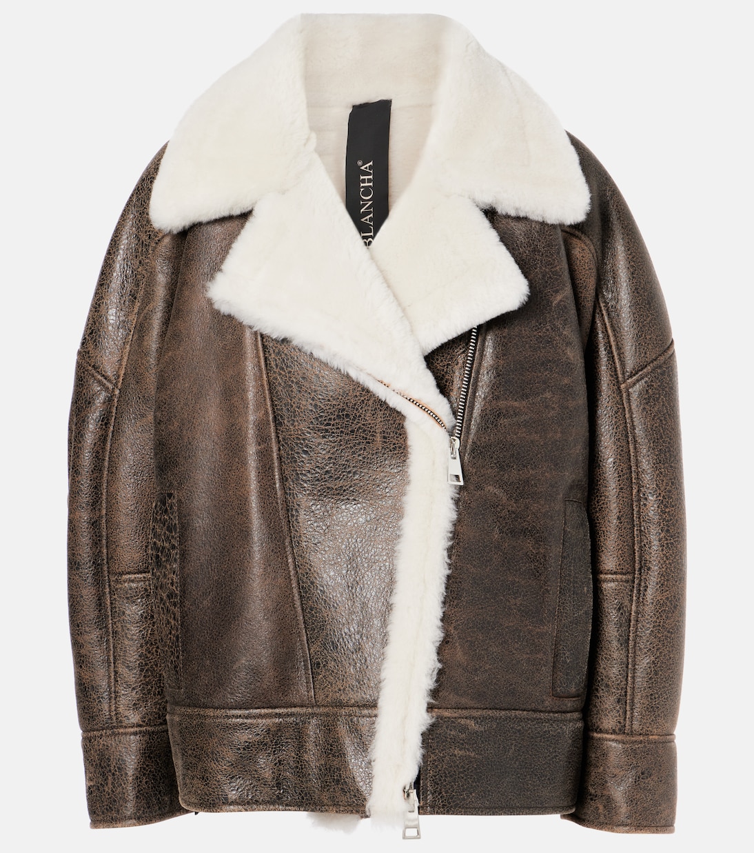 Oversized shearling jacket in white Blancha Mytheresa
