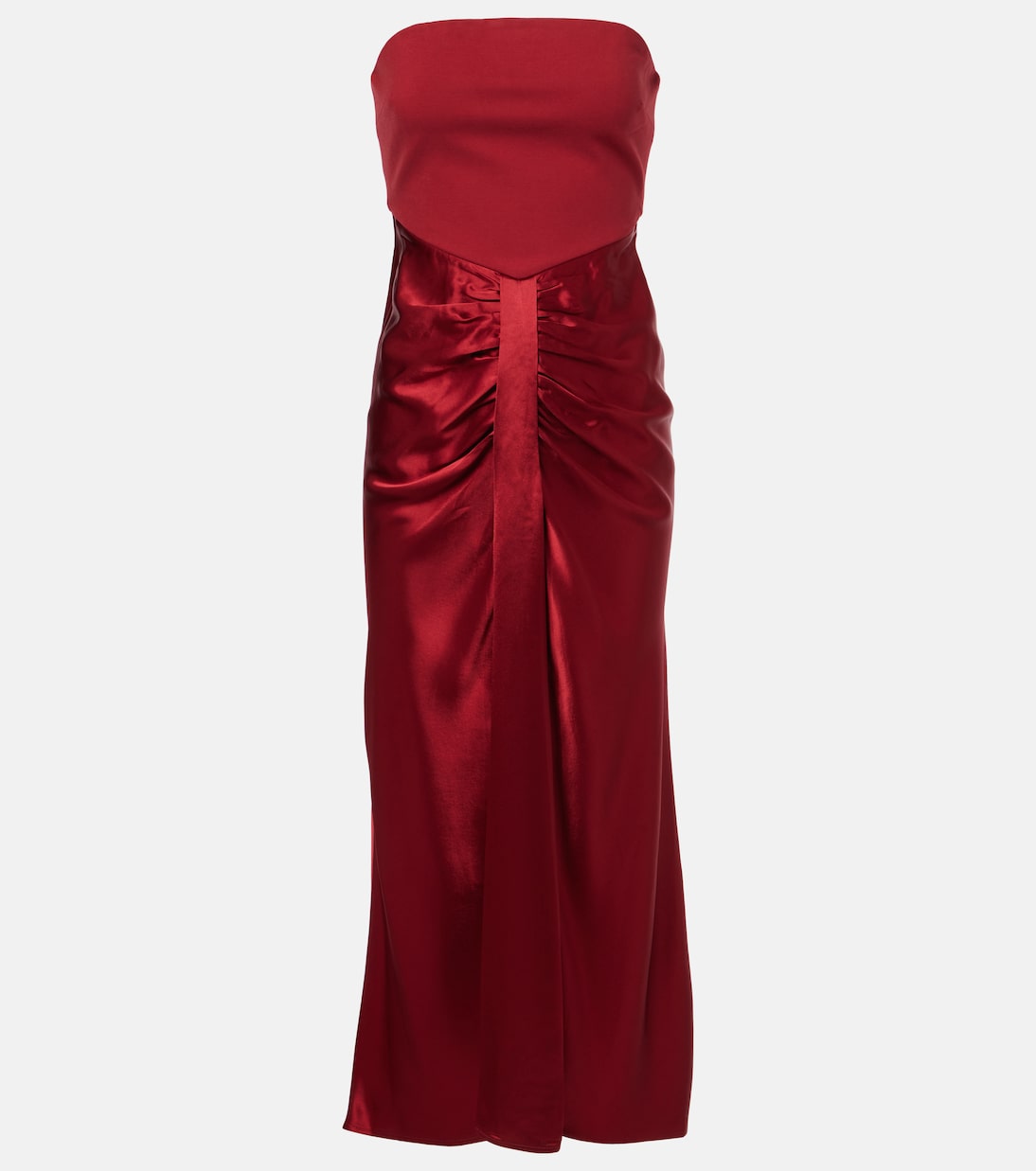 Wayfaring ruched ponte and satin gown | Staud