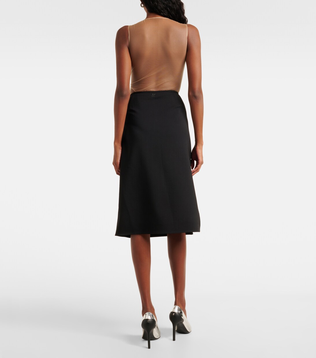 Jupe midi en laine mélangée | Courrèges