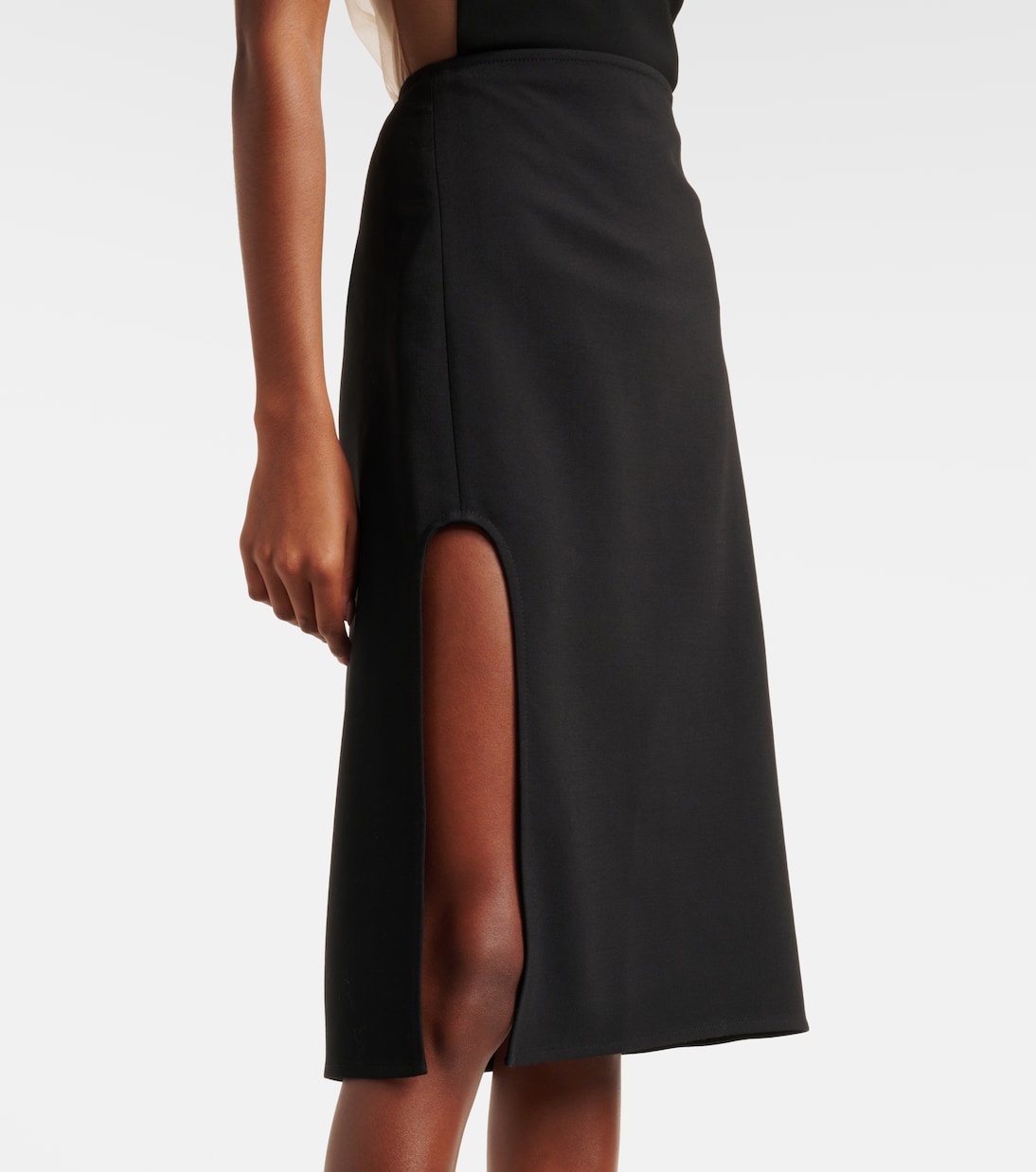 Jupe midi en laine mélangée | Courrèges