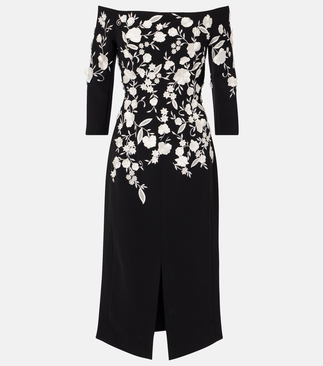 Besticktes Off-Shoulder-Midikleid | Carolina Herrera