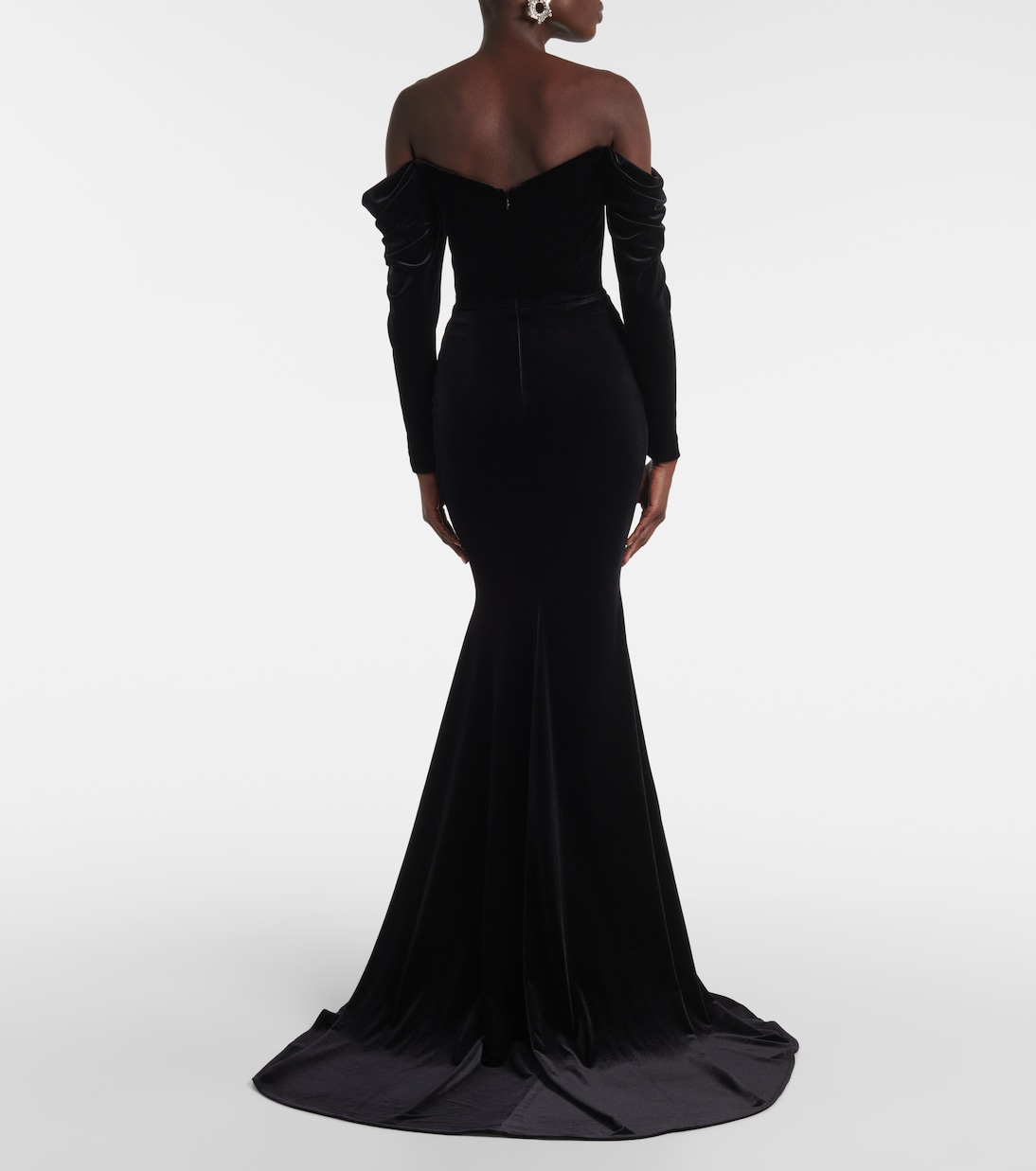 Robe longue asymétrique en velours | Alex Perry