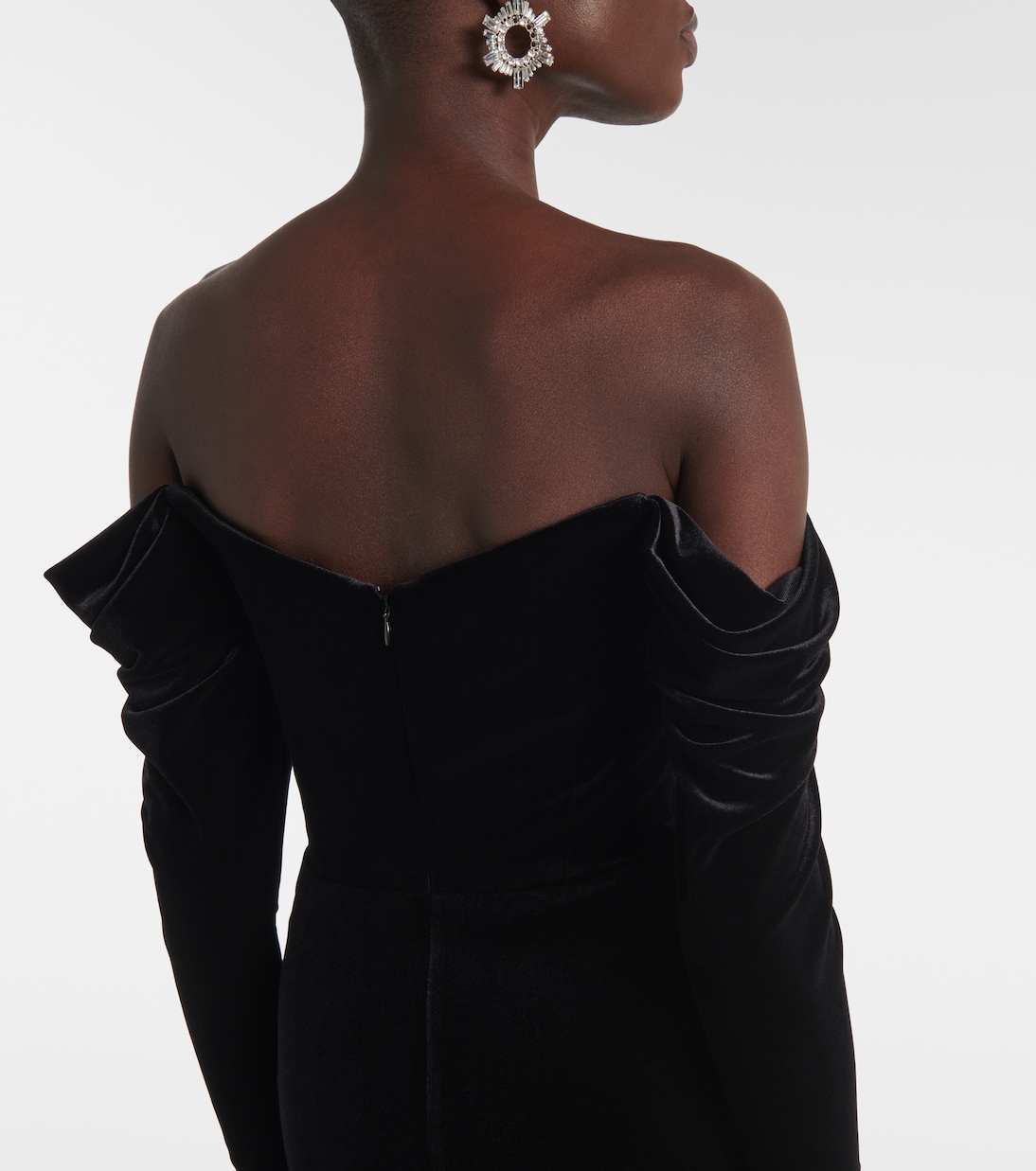 Robe longue asymétrique en velours | Alex Perry