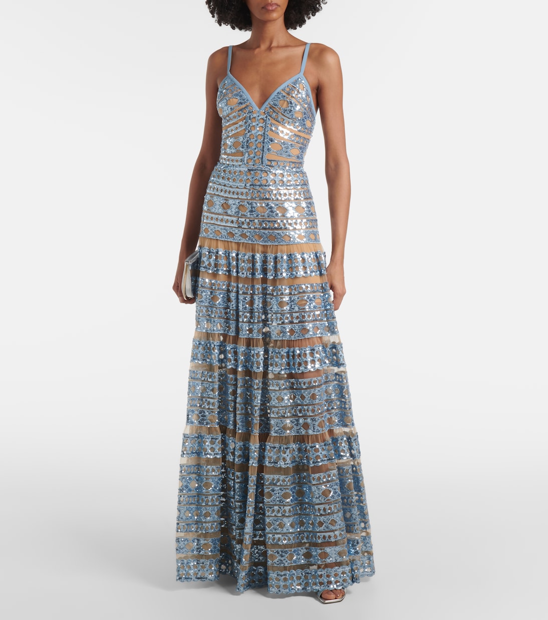 Sequined tulle-trimmed gown | Elie Saab
