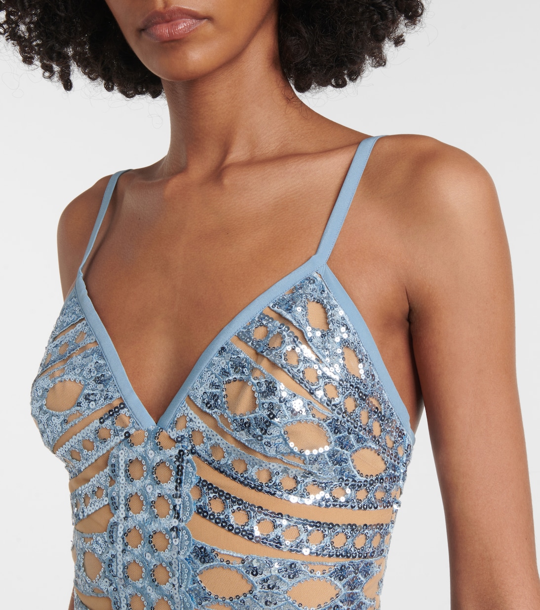 Sequined tulle-trimmed gown | Elie Saab