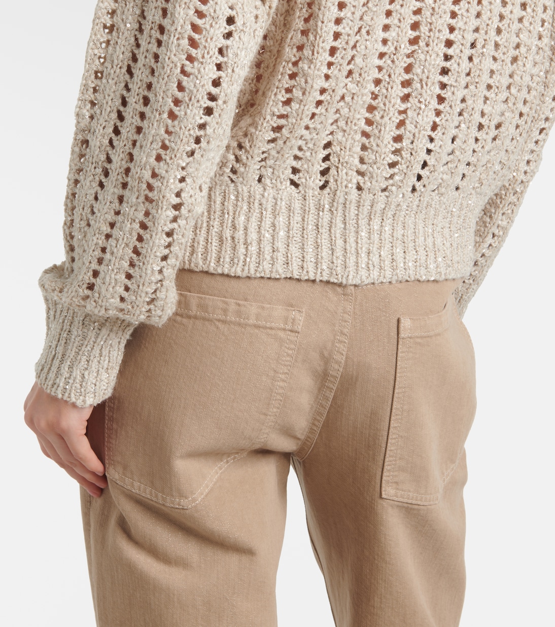 Embellished silk and linen-blend sweater | Brunello Cucinelli