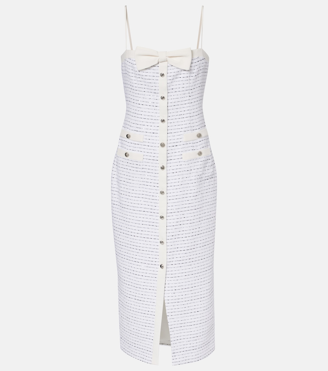 Bow-detail striped tweed midi dress | Alessandra Rich