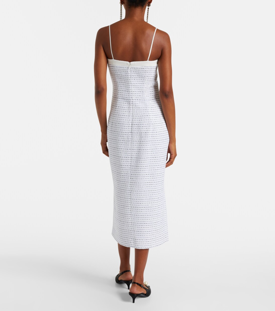 Bow-detail striped tweed midi dress | Alessandra Rich