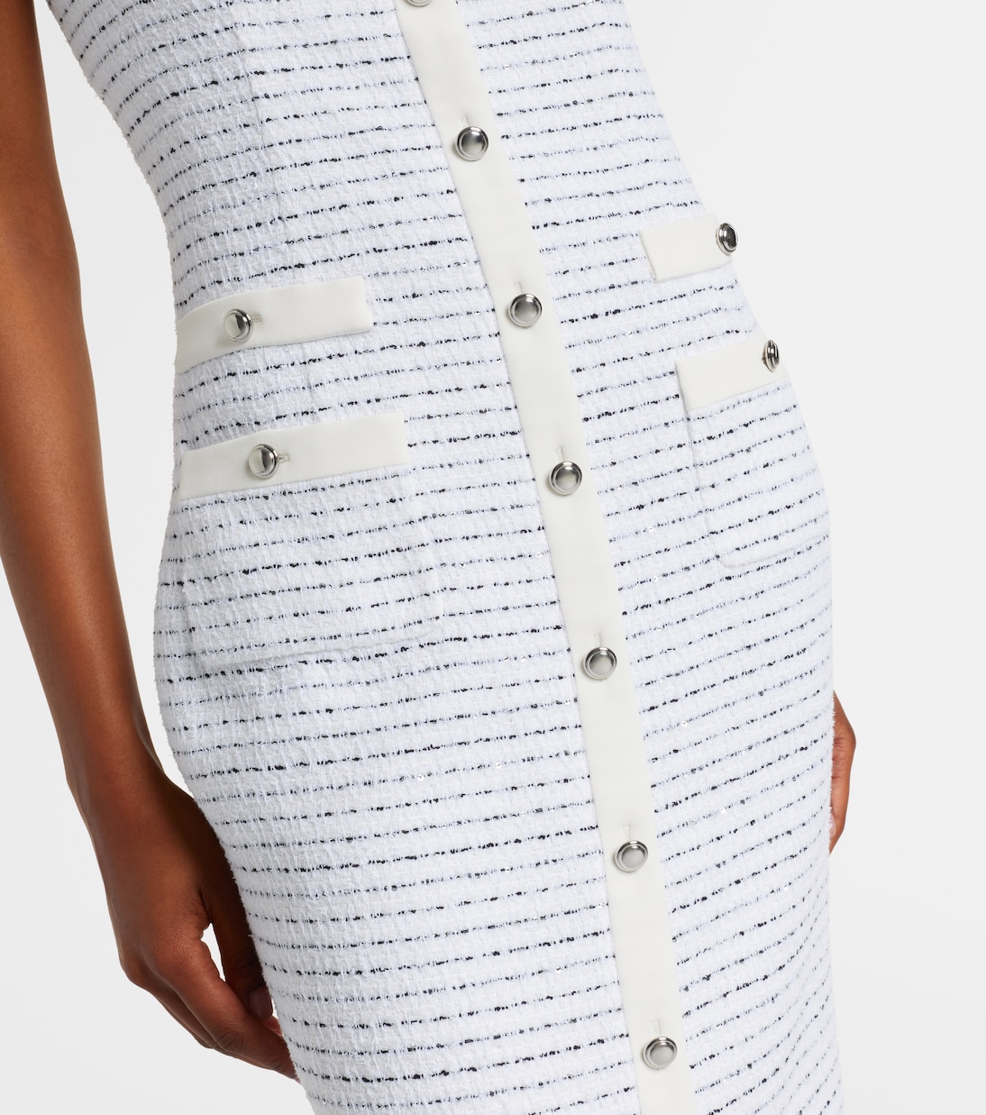 Bow-detail striped tweed midi dress | Alessandra Rich