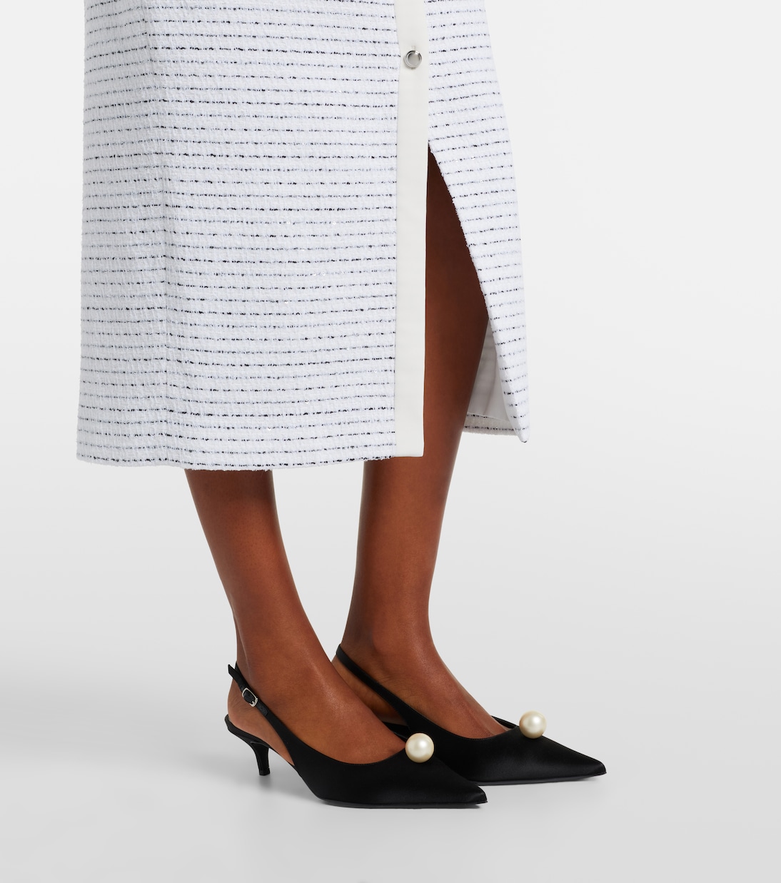 Bow-detail striped tweed midi dress | Alessandra Rich