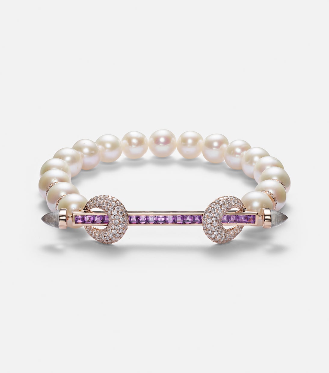 Chakra 18kt rose gold bracelet with peals and gemstones | Ananya