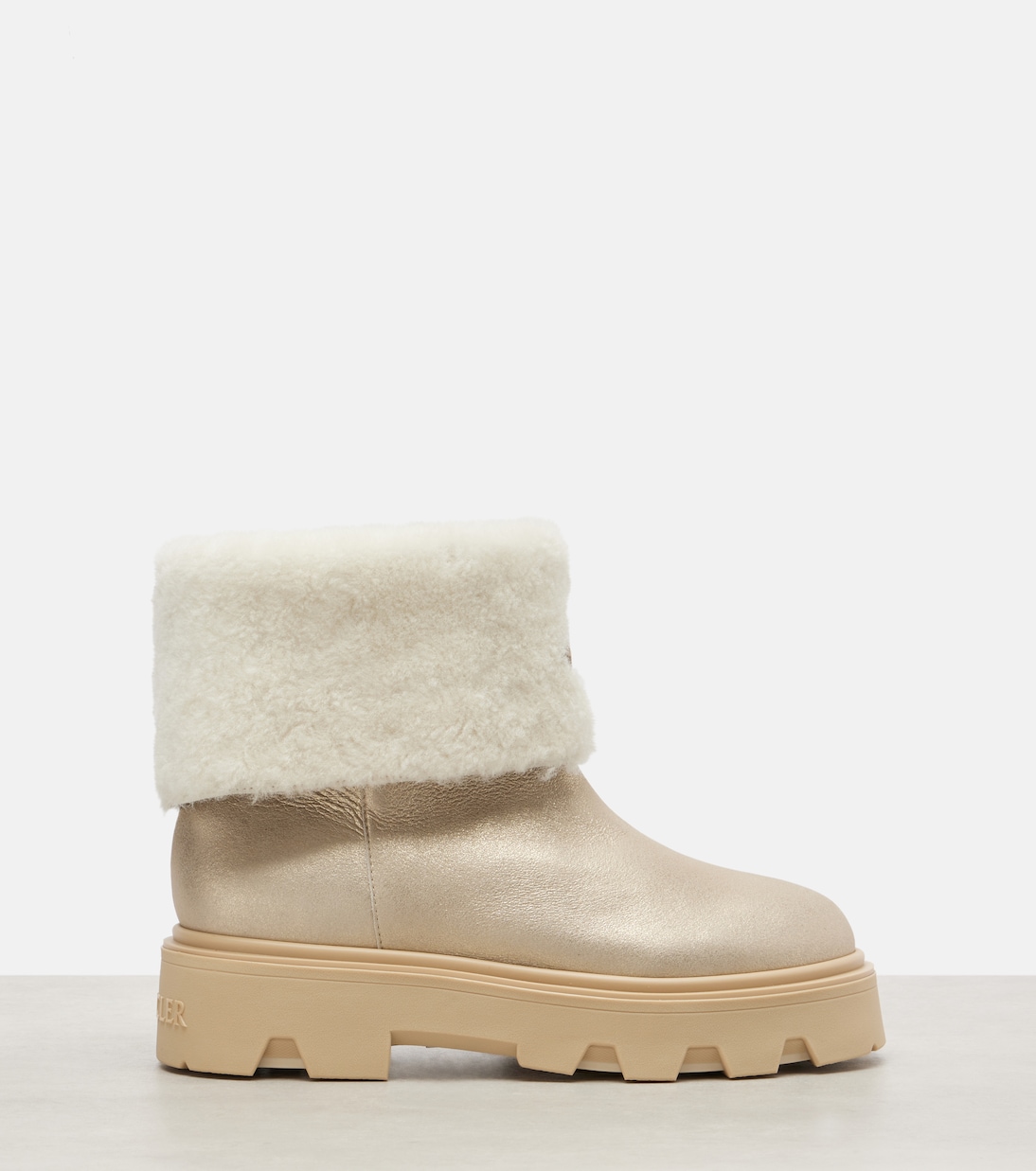 Aurea shearling-trimmed leather ankle boots | Moncler