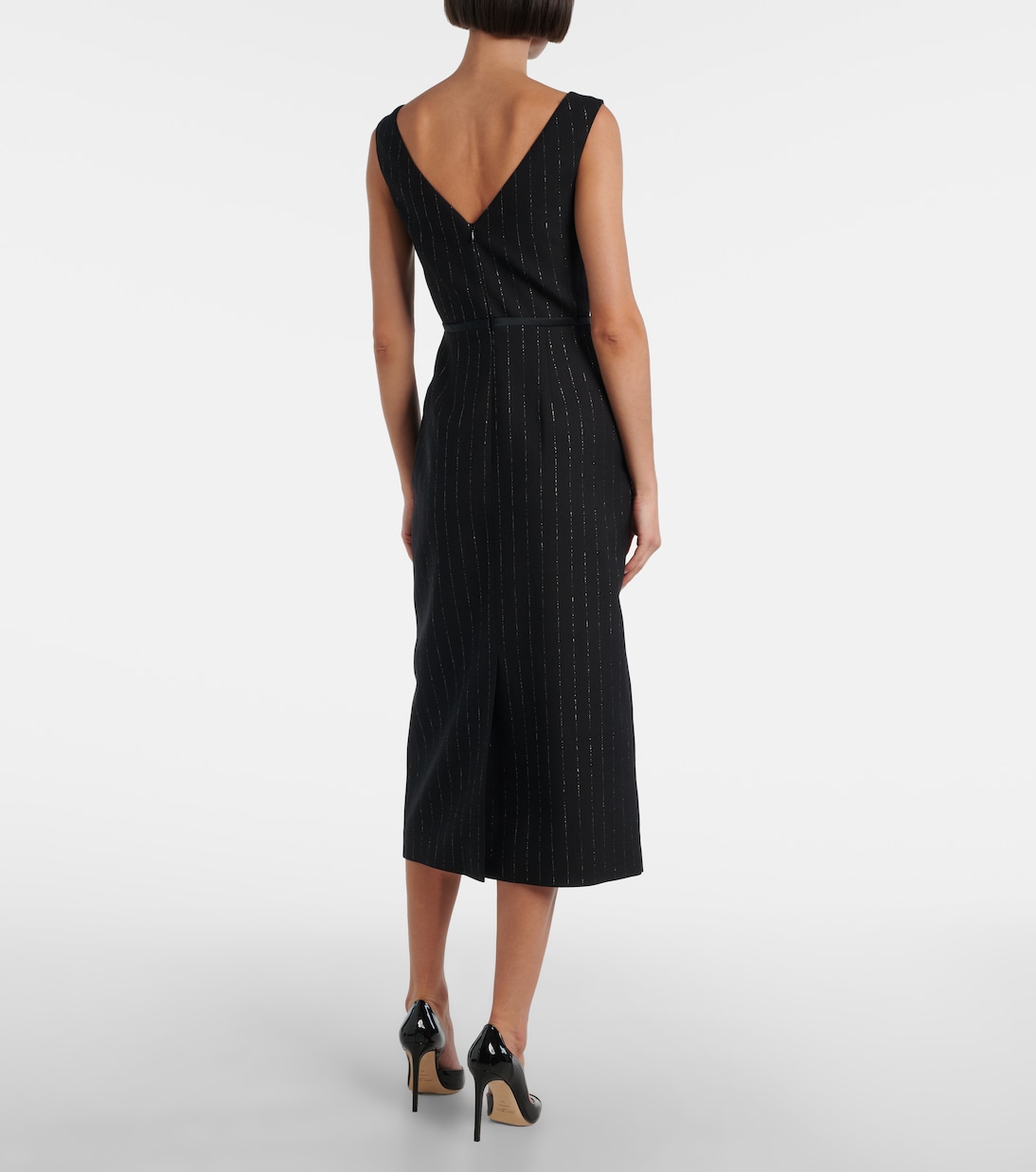 Pinstripe wool lamé midi dress | Erdem