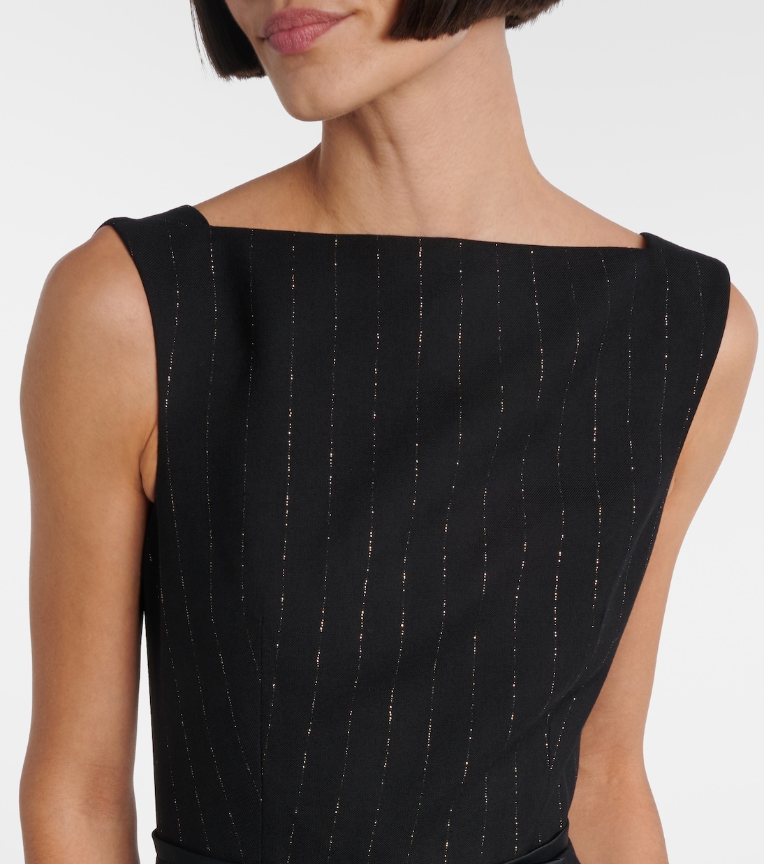 Pinstripe wool lamé midi dress | Erdem