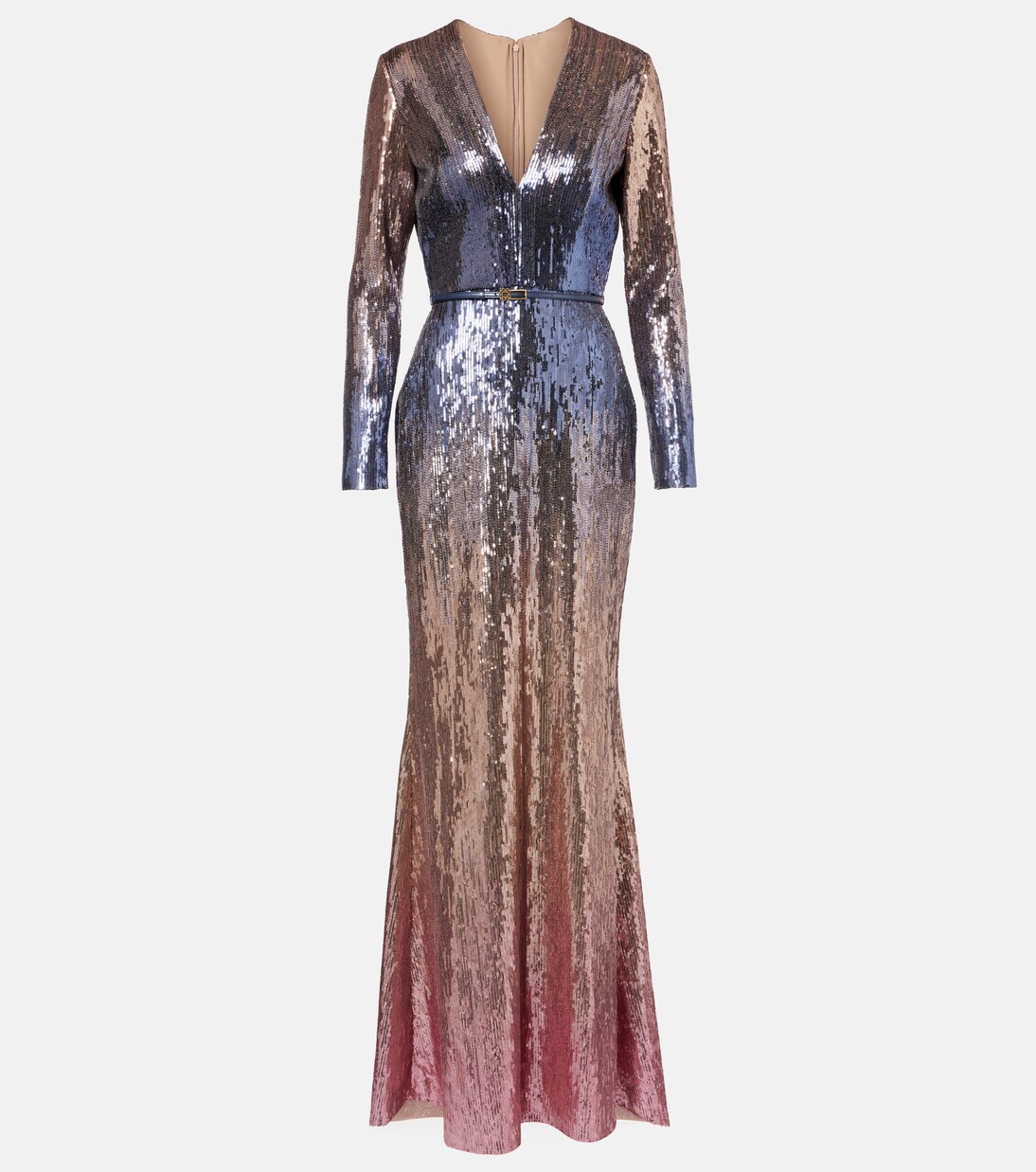 Ombré sequined belted gown | Elie Saab