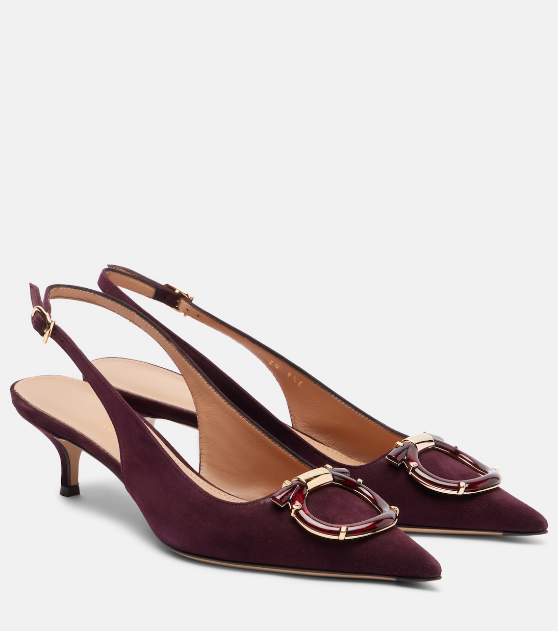 Sara 40 Gancini suede slingback pumps | Ferragamo