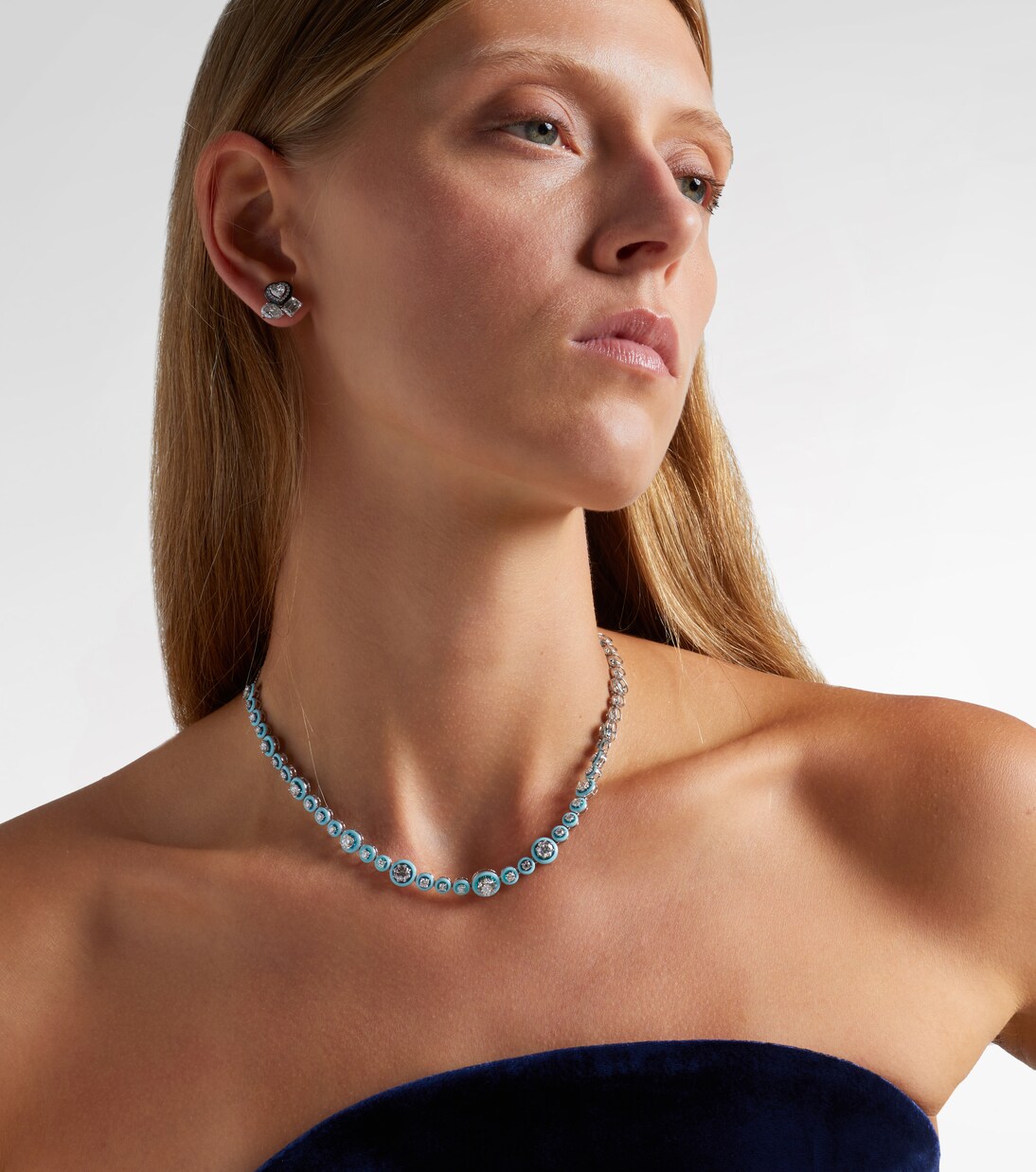 Polka Dots 18kt white gold and enamel necklace with diamonds | Kamyen