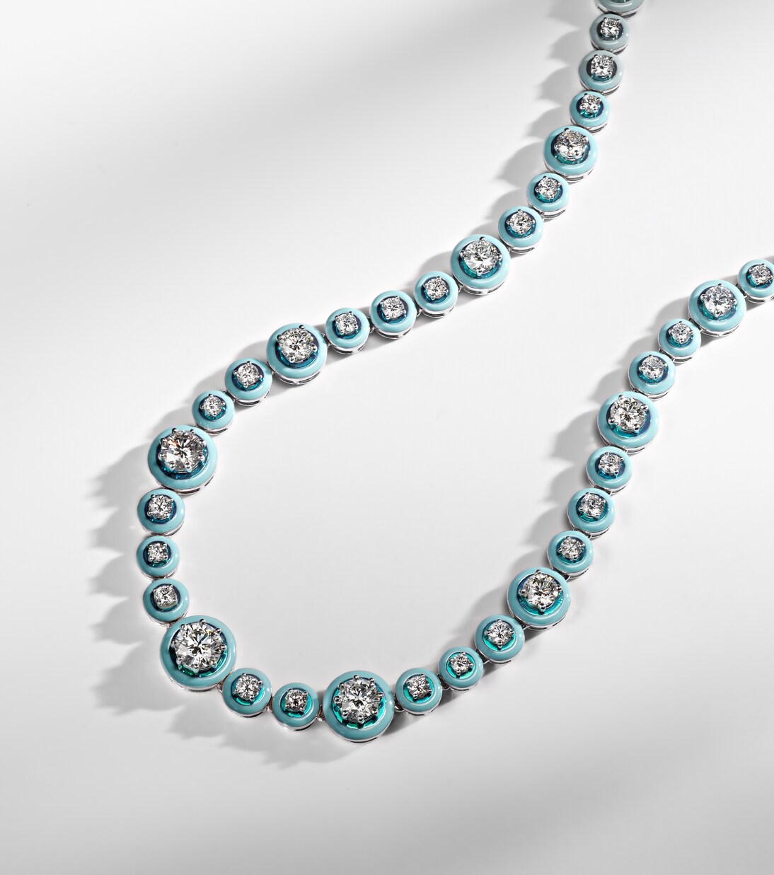 Polka Dots 18kt white gold and enamel necklace with diamonds | Kamyen