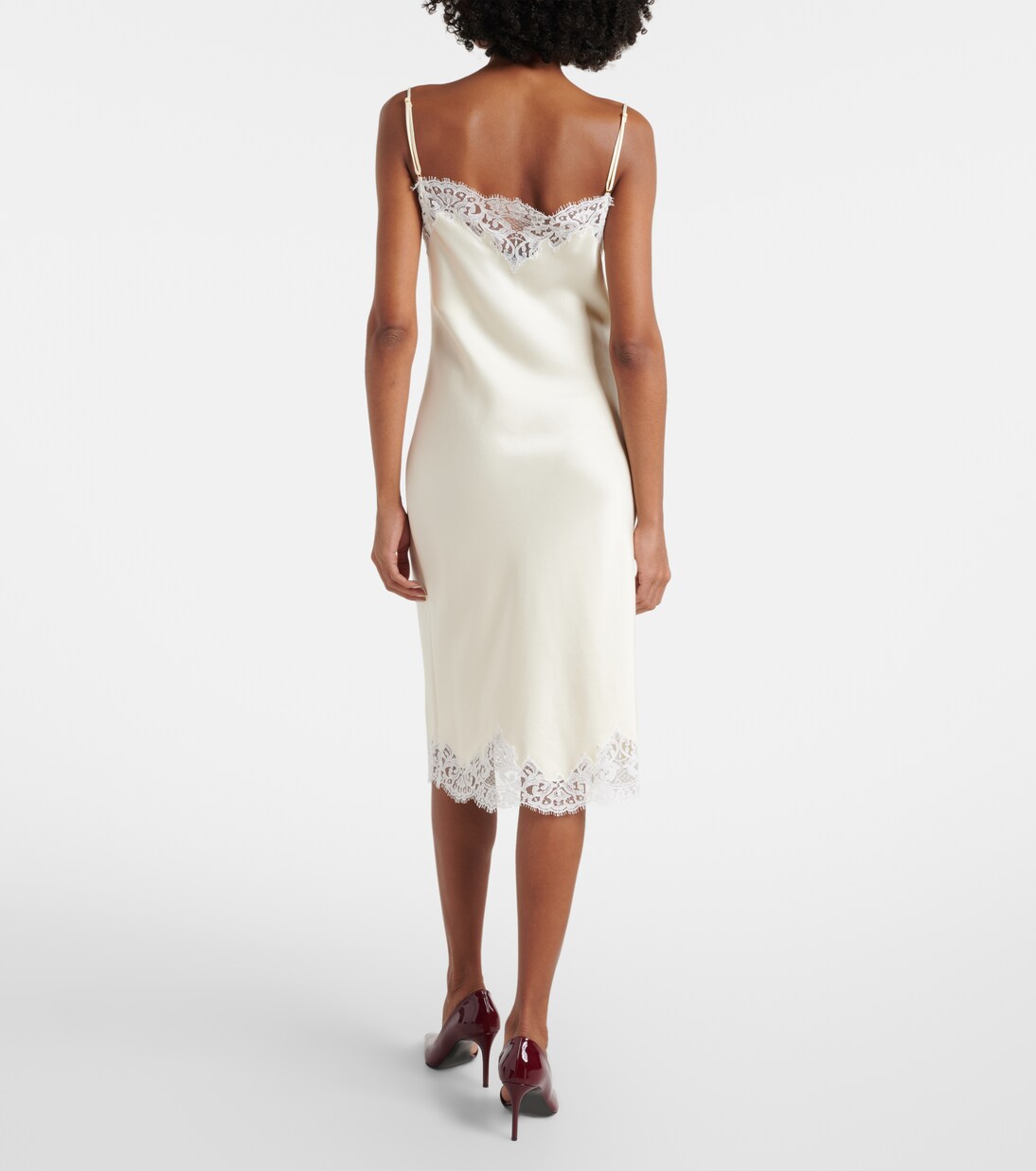 Lace-trimmed satin slip dress | Stella McCartney