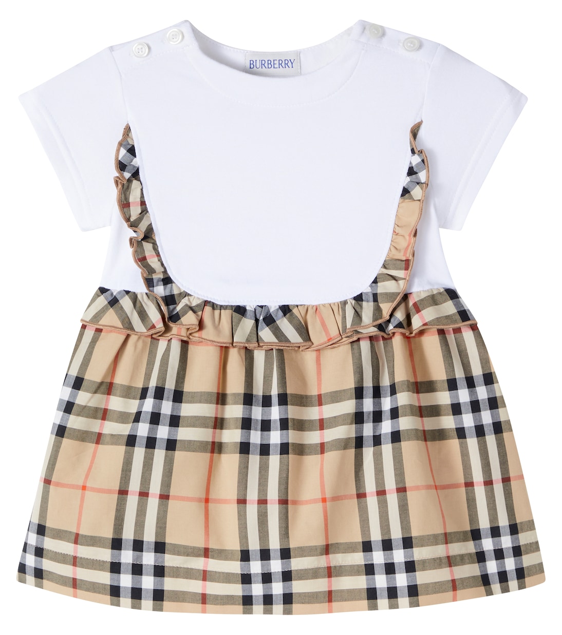 Baby Burberry Check ruffled cotton-blend dress | Burberry Kids
