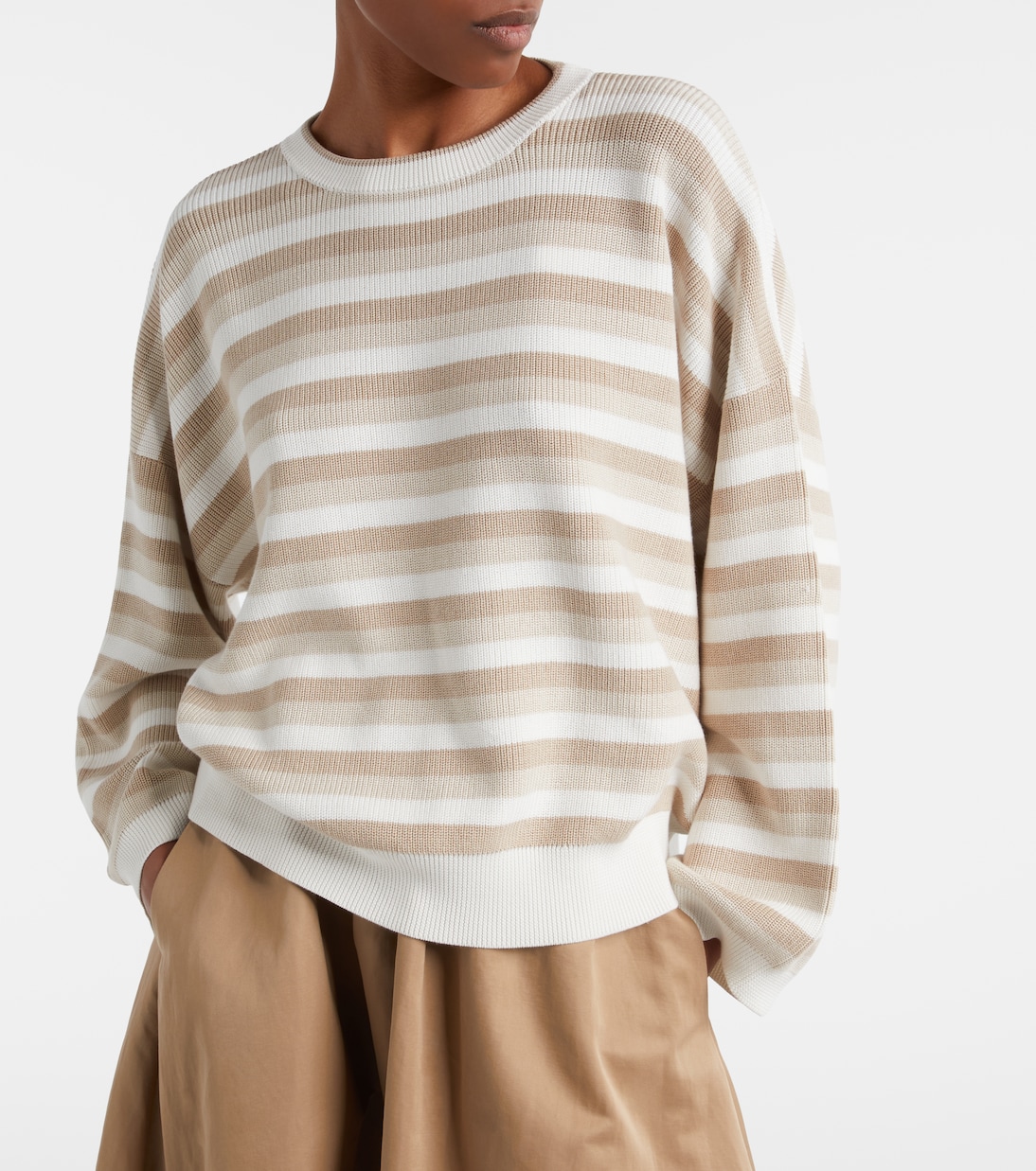 Striped cotton sweater | Brunello Cucinelli