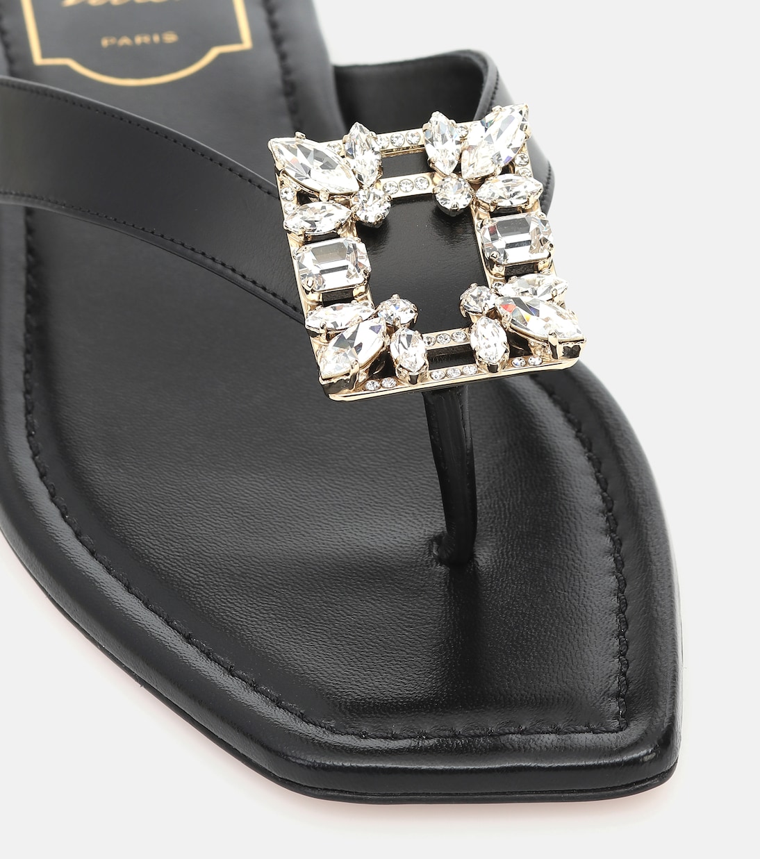 Sandali infradito in pelle con cristalli | Roger Vivier