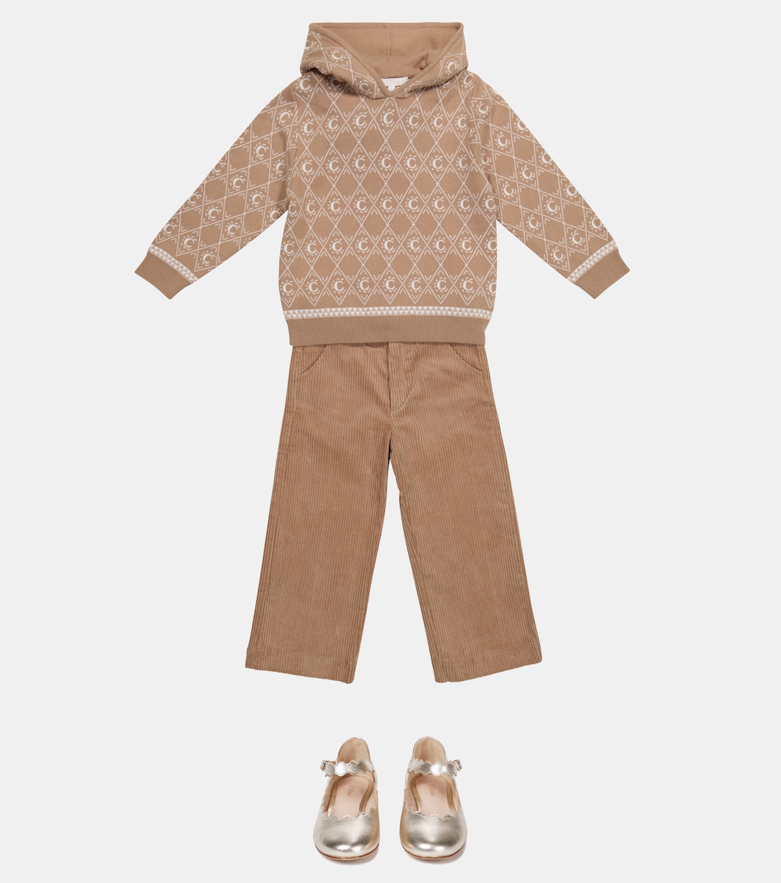 弹力棉质灯芯绒直筒裤装 | Chloé Kids