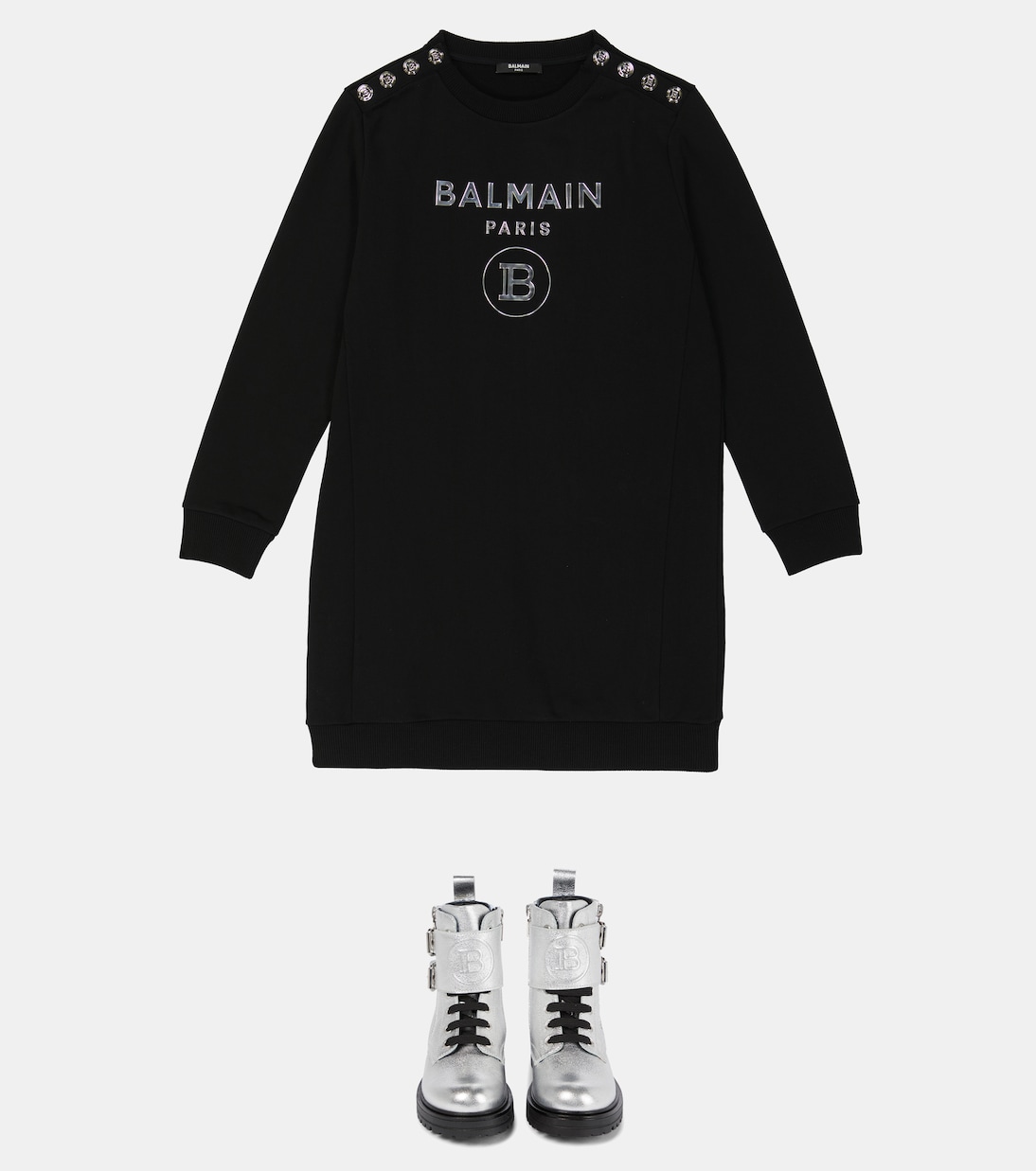 Sweatshirt-Kleid aus Baumwolle | Balmain Kids