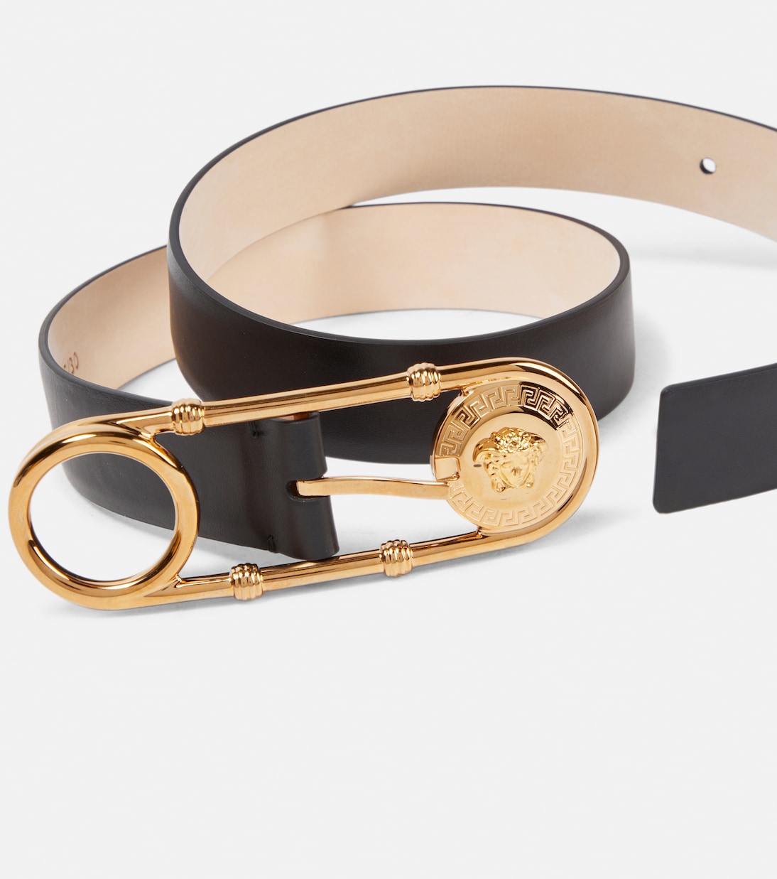 Cintura in pelle con fermaglio di sicurezza VERSACE per stile giovanile