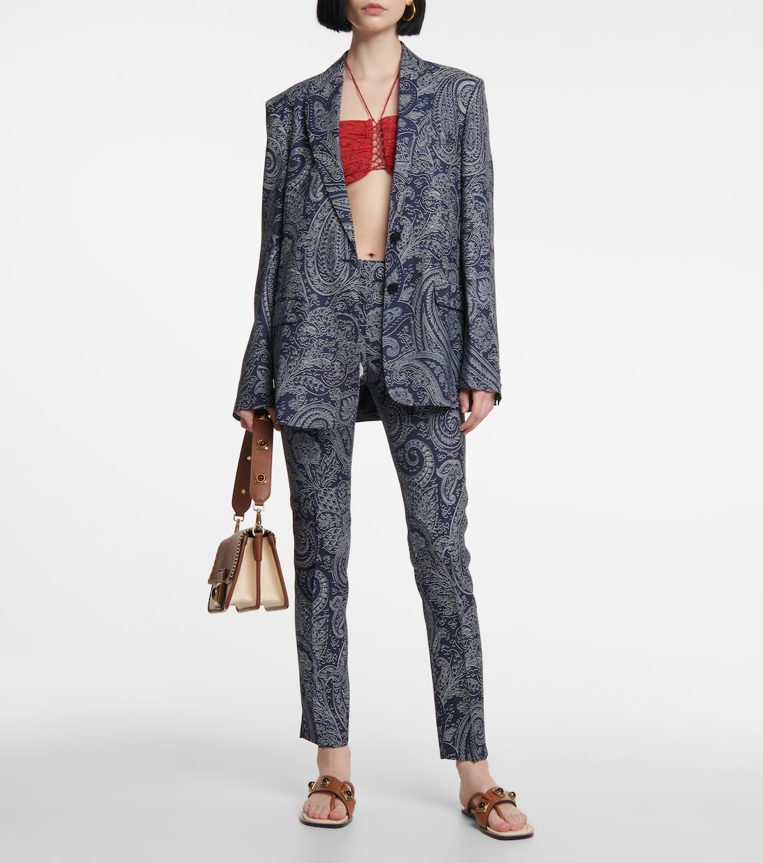Pantaloni slim a vita alta con stampa paisley | Etro